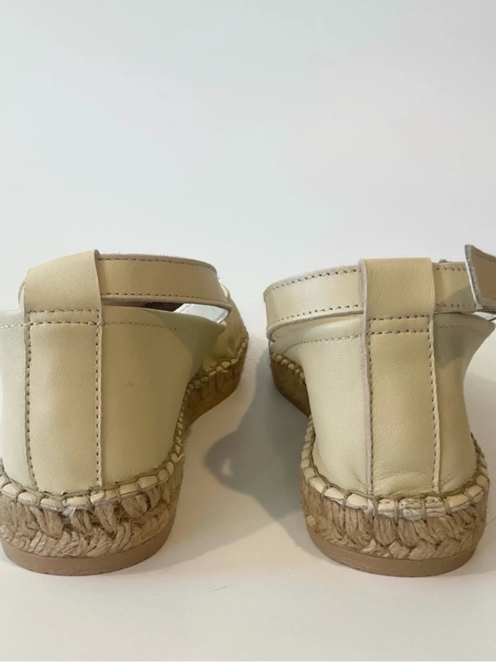 Free People Cream Mason Ballet Espadrille Flats with Ankle Strap - Size: US 7.5